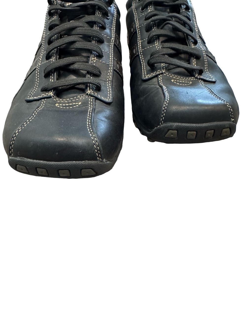 Skechers Men's Black Leather Lace-Up Dress Sneakers Mens SZ 10 - Picture 4 of 16